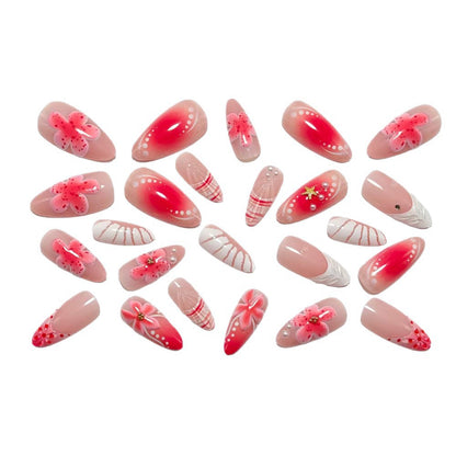Artificial nails with 3D flower pattern and glitter accents Acalora