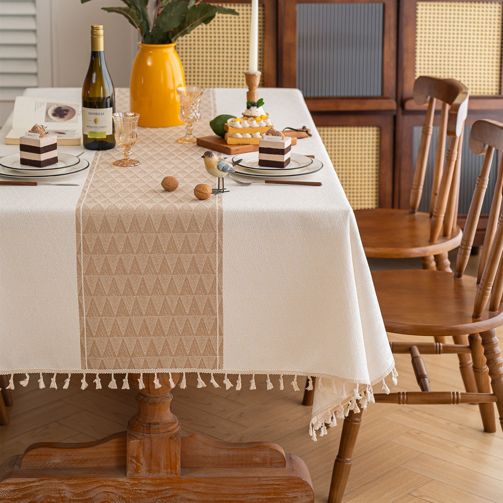 Decorative Tablecloth with Tassel Trim