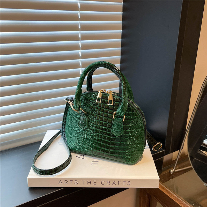Crocodile-Embossed Mini Satchel Bag Acalora
