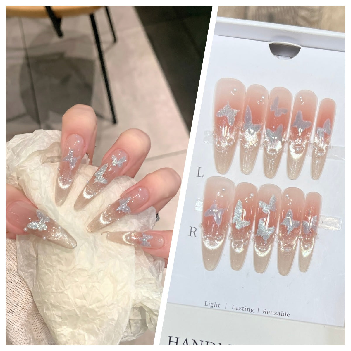 Artistic Stiletto Press-On Nail Set with Charming Patterns Acalora