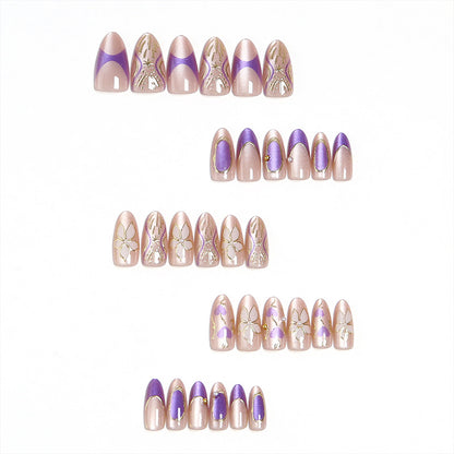 Artificial nail set with elegant flower and glitter details Acalora