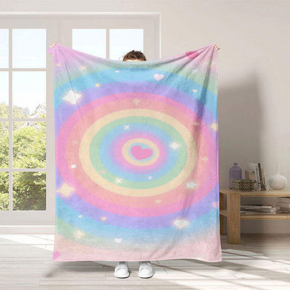 Cozy Rainbow-Themed Fleece Throw Blanket