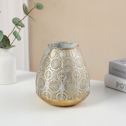 Antique-Style Filigree Metal Votive Lantern Tealight Holder Acalora