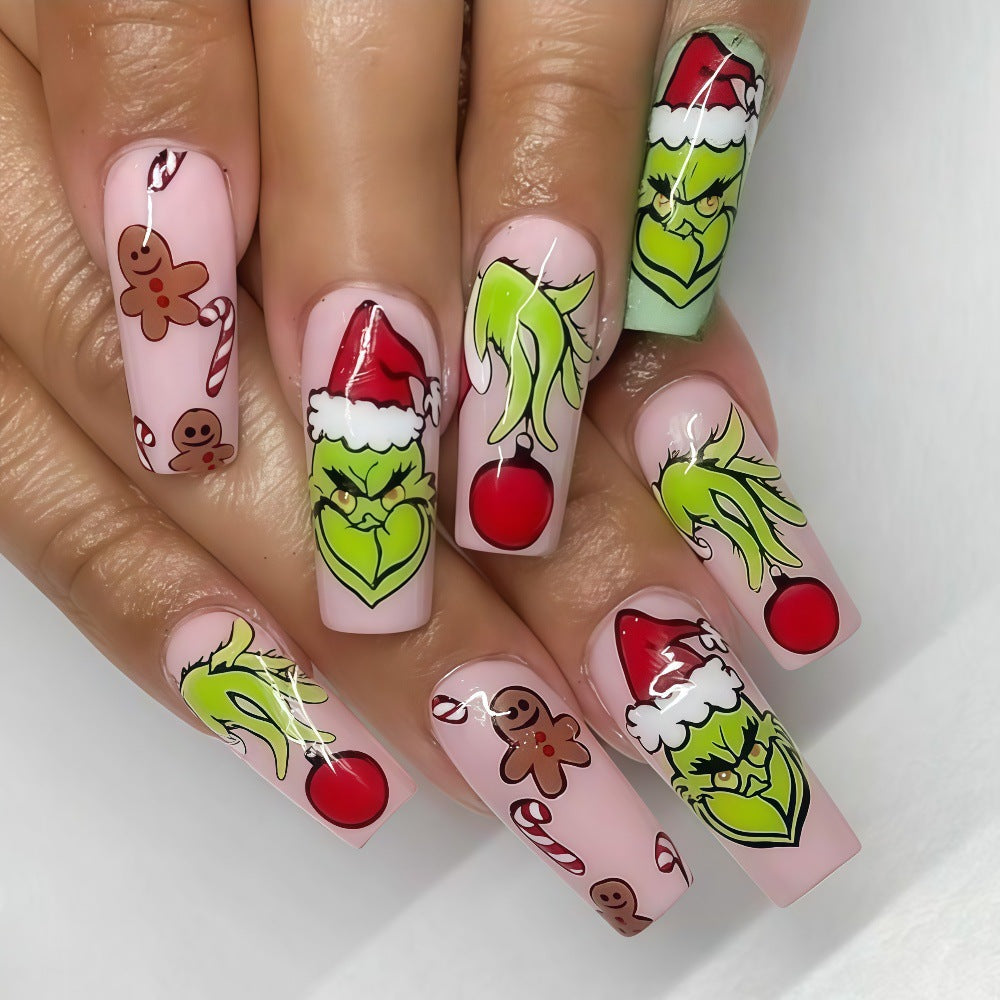Artificial nail tips with festive Christmas designs Acalora