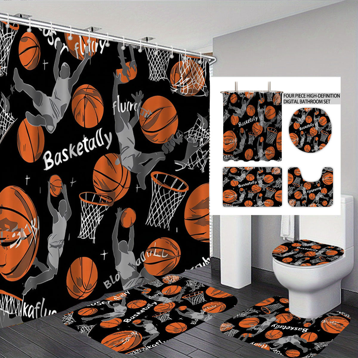 Basketball-Themed Bathroom Decor Set