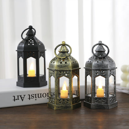 Moroccan Style Hexagonal Metal LED Lantern Acalora