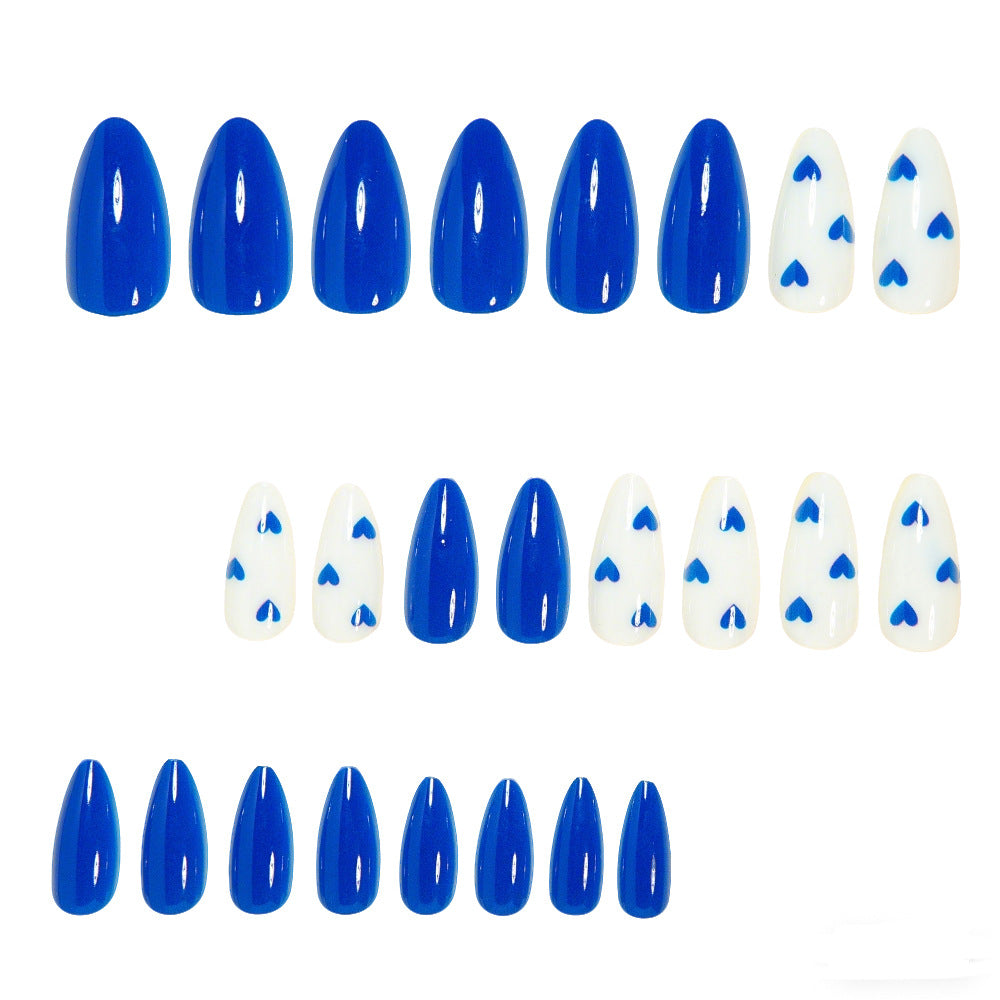 Stylish Long Stiletto Nail Art Tips with Heart Accents Acalora