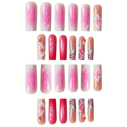 Decorative Floral Press-On Nail Extensions Acalora