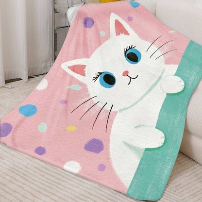 Cute Cat-Themed Fleece Blanket
