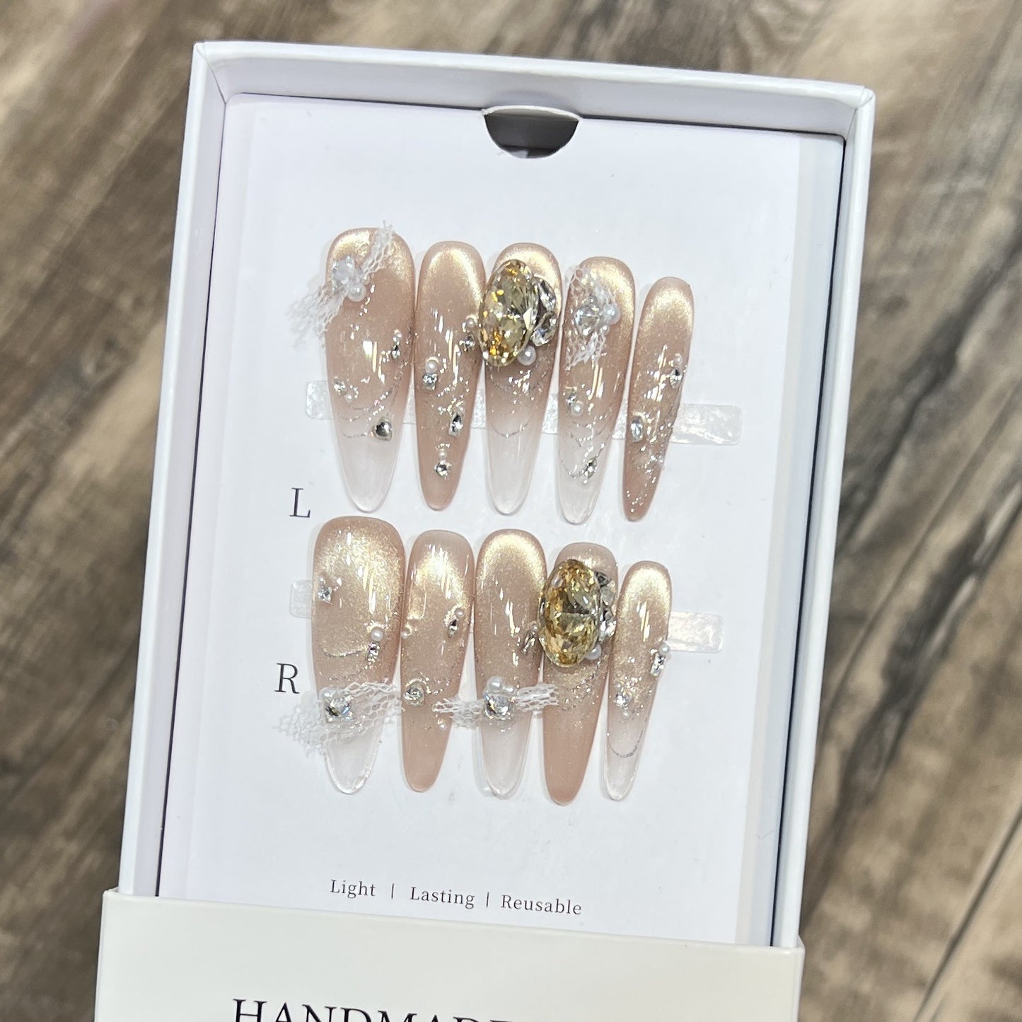 Elegant Stiletto Press-On Nail Set with Decorative Accents Acalora