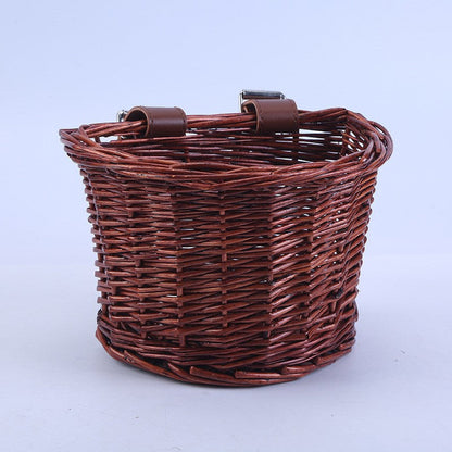 Unisex bicycle basket made of woven material with leather straps Bowlift