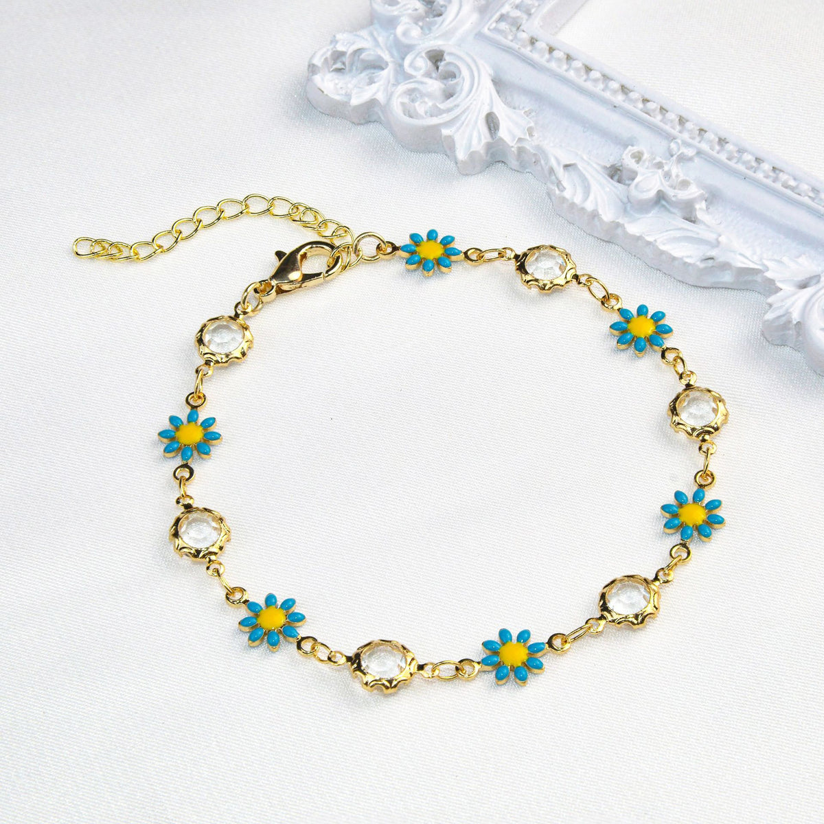 Floral Crystal Charm Bracelet Acalora