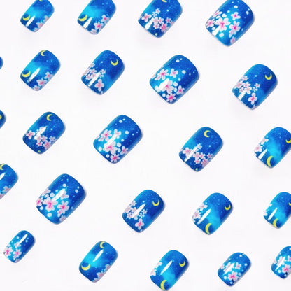 Artistic Night Sky Floral Nail Art Acalora