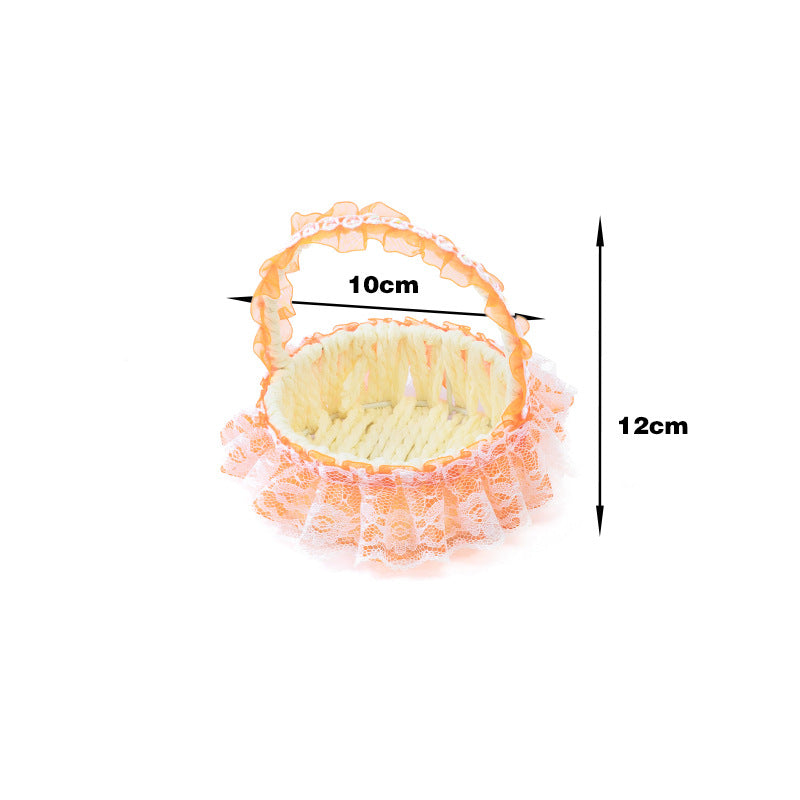 Decorative Lace Trim Woven Basket Acalora