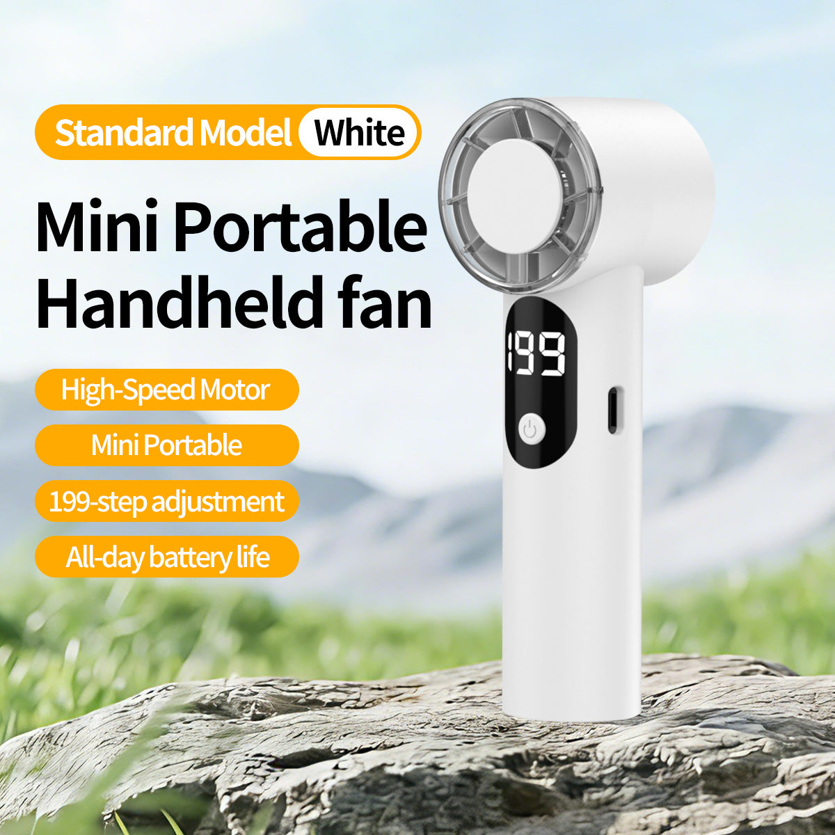 Unisex nan compact rechargeable handheld fan with digital speed display Brehn