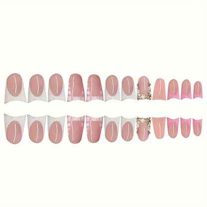Elegant Press-On Nail Art Set with Gem Accents Acalora
