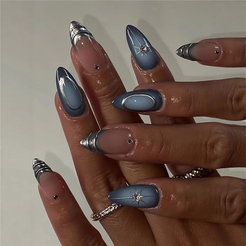Decorative Stiletto Press-On Nail Art with Floral Accents Acalora