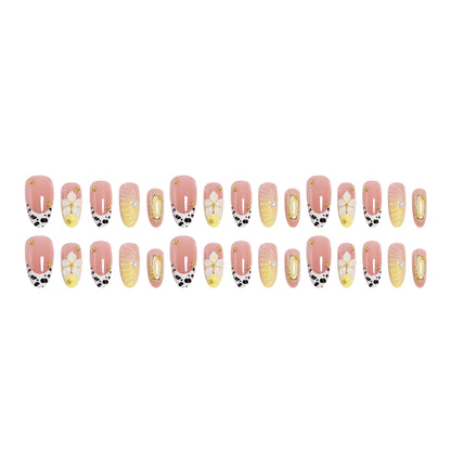 Artificial nail set with floral and golden applications Acalora