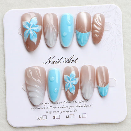 Tropical-Inspired Decorative Press-On Nail Art Acalora