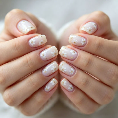 Elegant Floral Design Press-On Nail Art Acalora