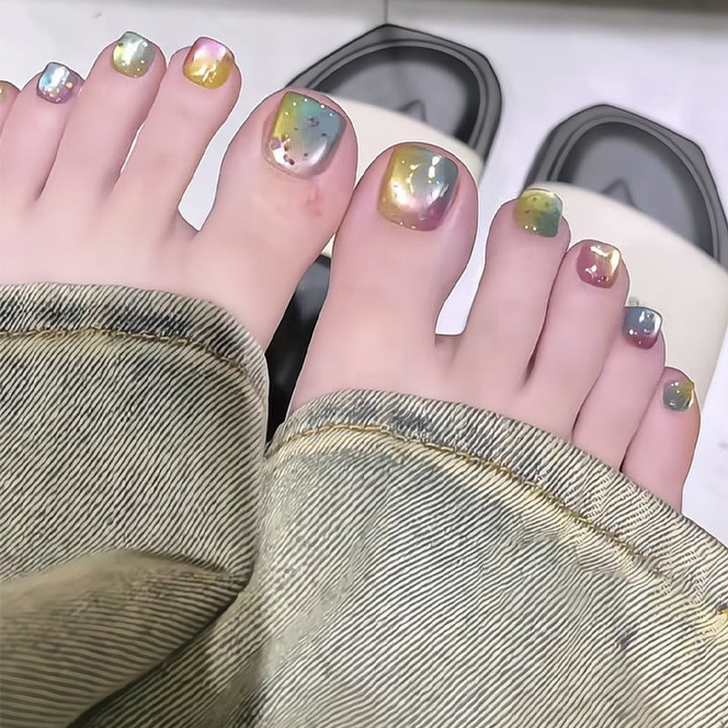 High-Quality Press-On Nail Art Set with Iridescent Finish Acalora