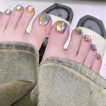 High-Quality Press-On Nail Art Set with Iridescent Finish Acalora