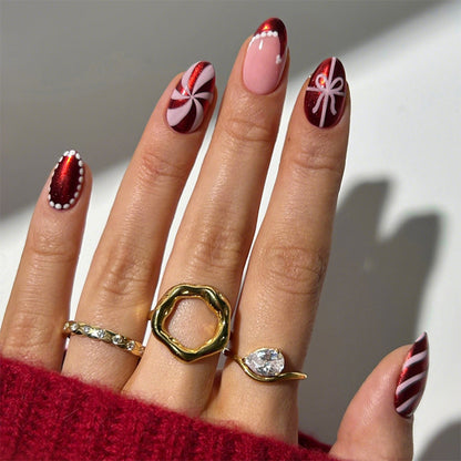 Festive Glittery Press-On Nails Set Acalora