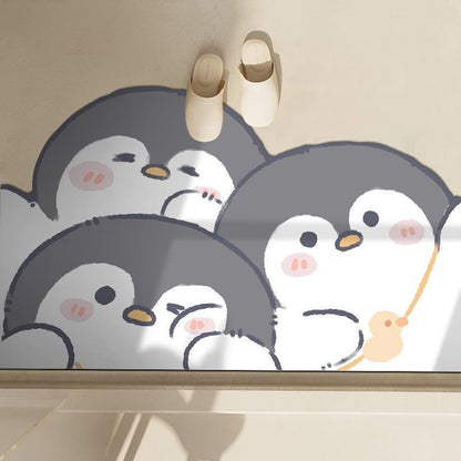 Cute Penguin-Themed Bath Mat