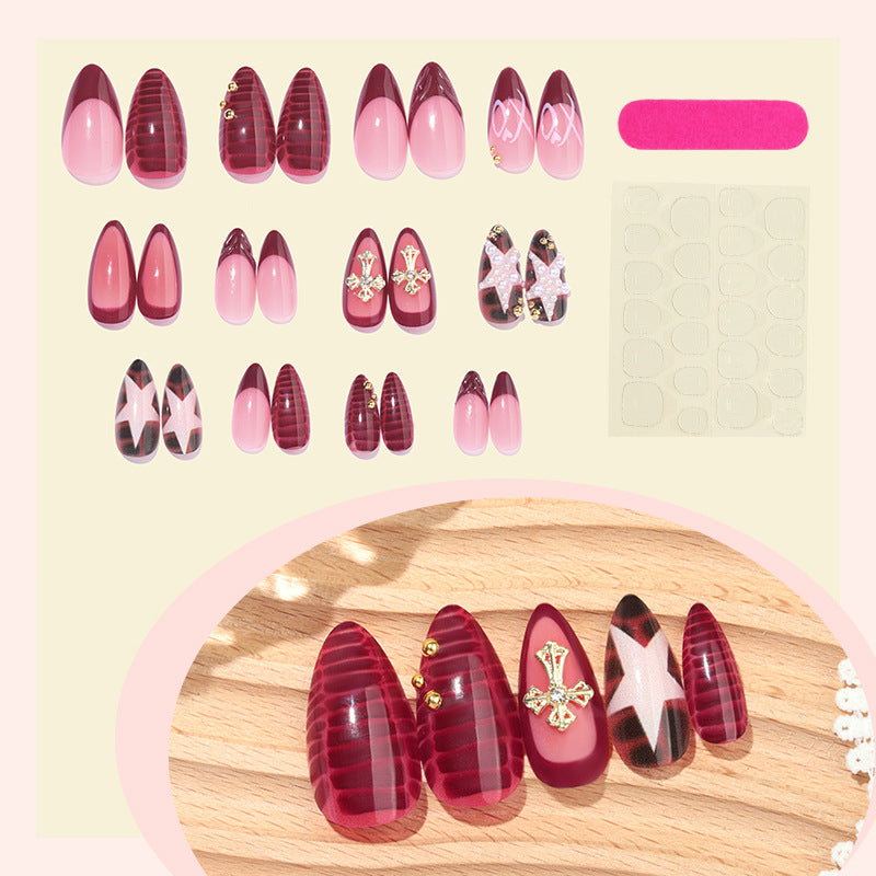 Premium Decorative Press-On Nail Set with Glamorous Accents Acalora