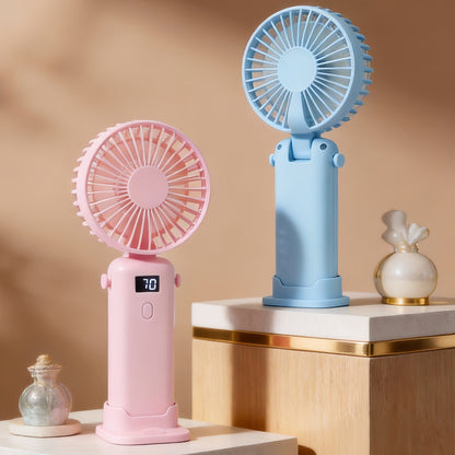 Ladies' Portable Handheld Fan with Digital Speed Display and USB Charging Function Karnz