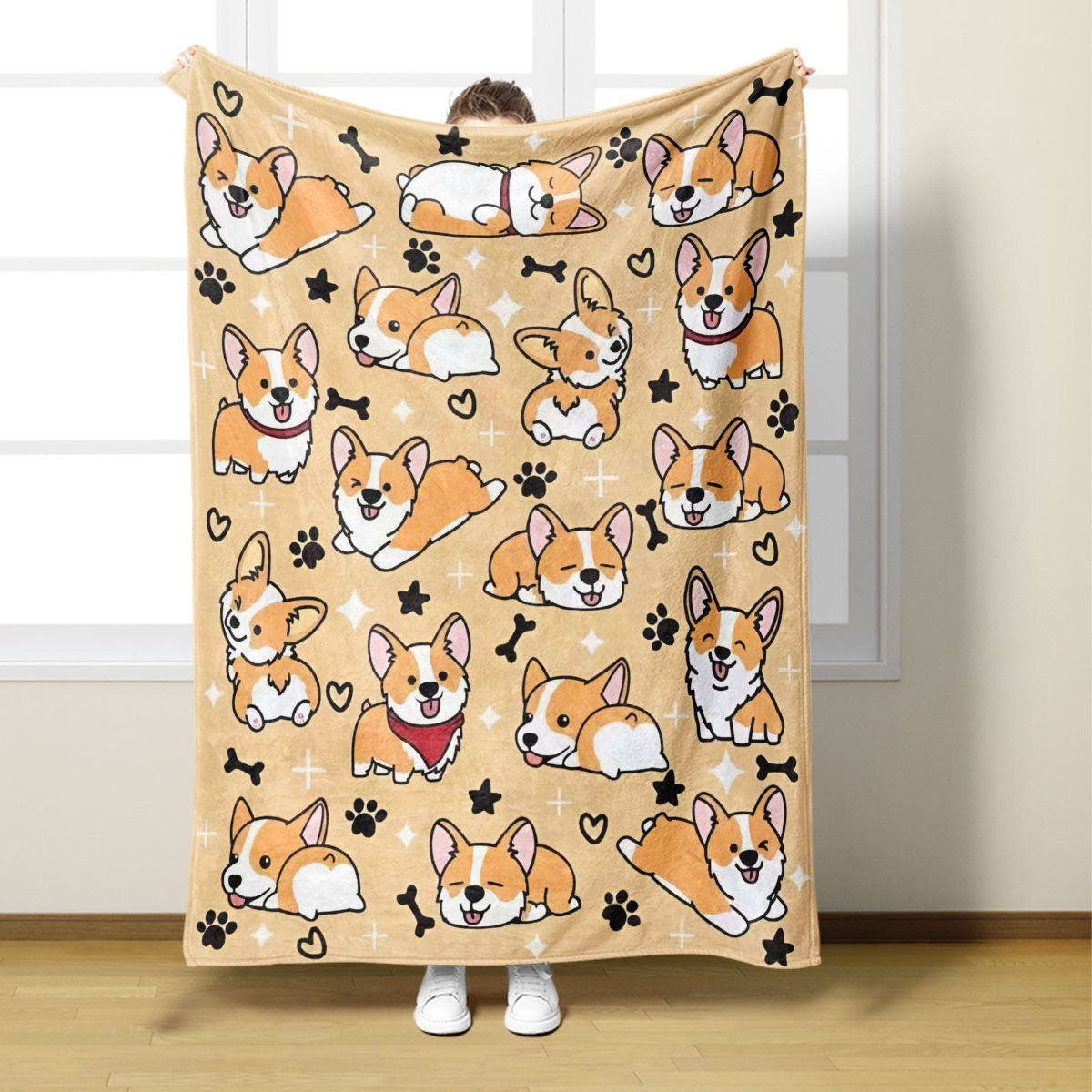 Cute Corgi-Themed Plush Blanket