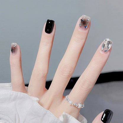 Artificial nail set with glamorous glitter and crystal decorations Acalora