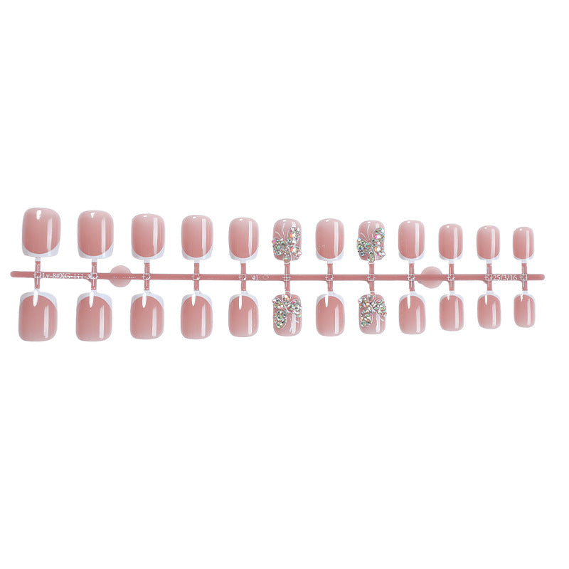 Decorative Press-On Nail Set with Butterfly and Gem Accents Acalora