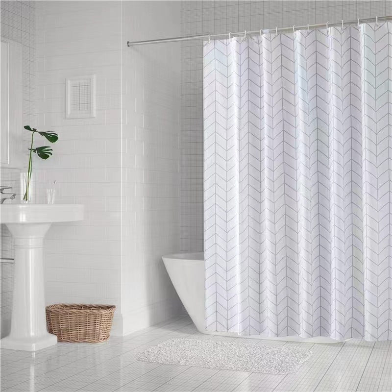 Chevron Patterned Fabric Shower Curtain