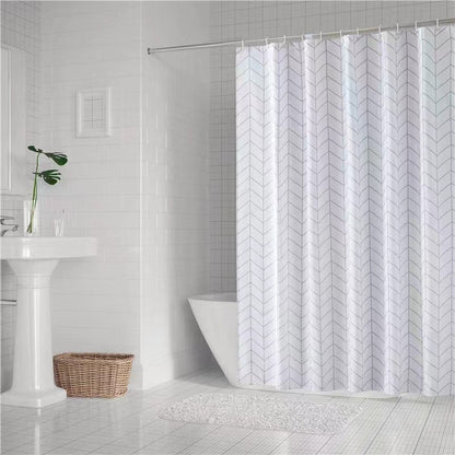 Chevron Patterned Fabric Shower Curtain