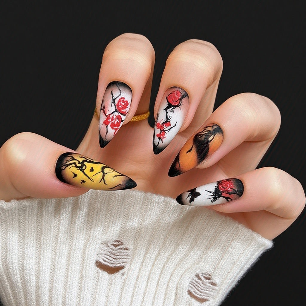 Artificial nails with creepy skull design Acalora