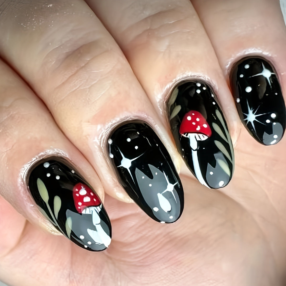 Artistic Mushroom Design Nail Art Acalora