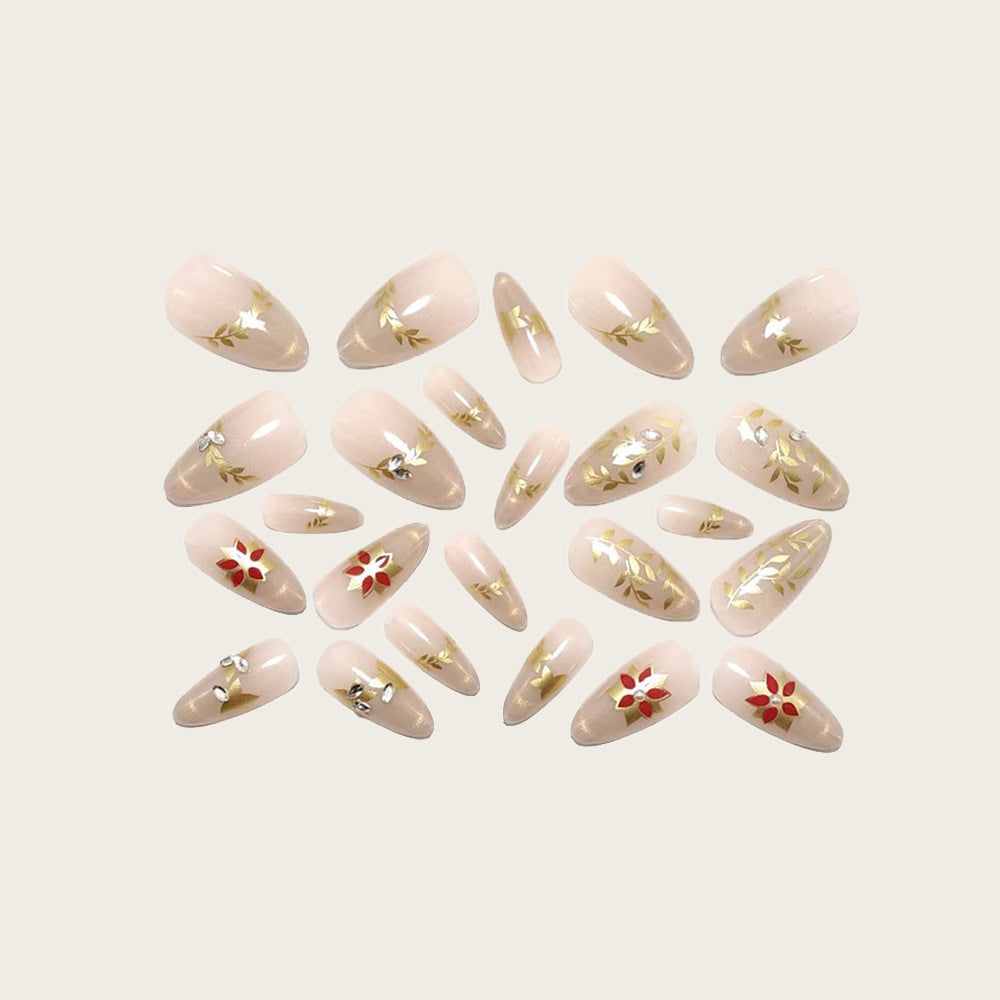 Artificial nails with elegant flower design and glitter accents Acalora