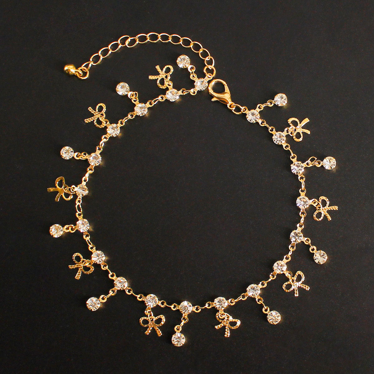 Delicate Crystal Charm Ankle Bracelet Acalora