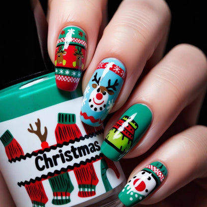Artificial nails with festive Christmas design Acalora