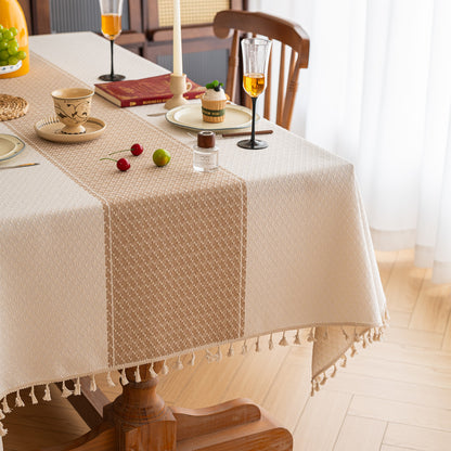 Decorative Tablecloth with Tassel Trim