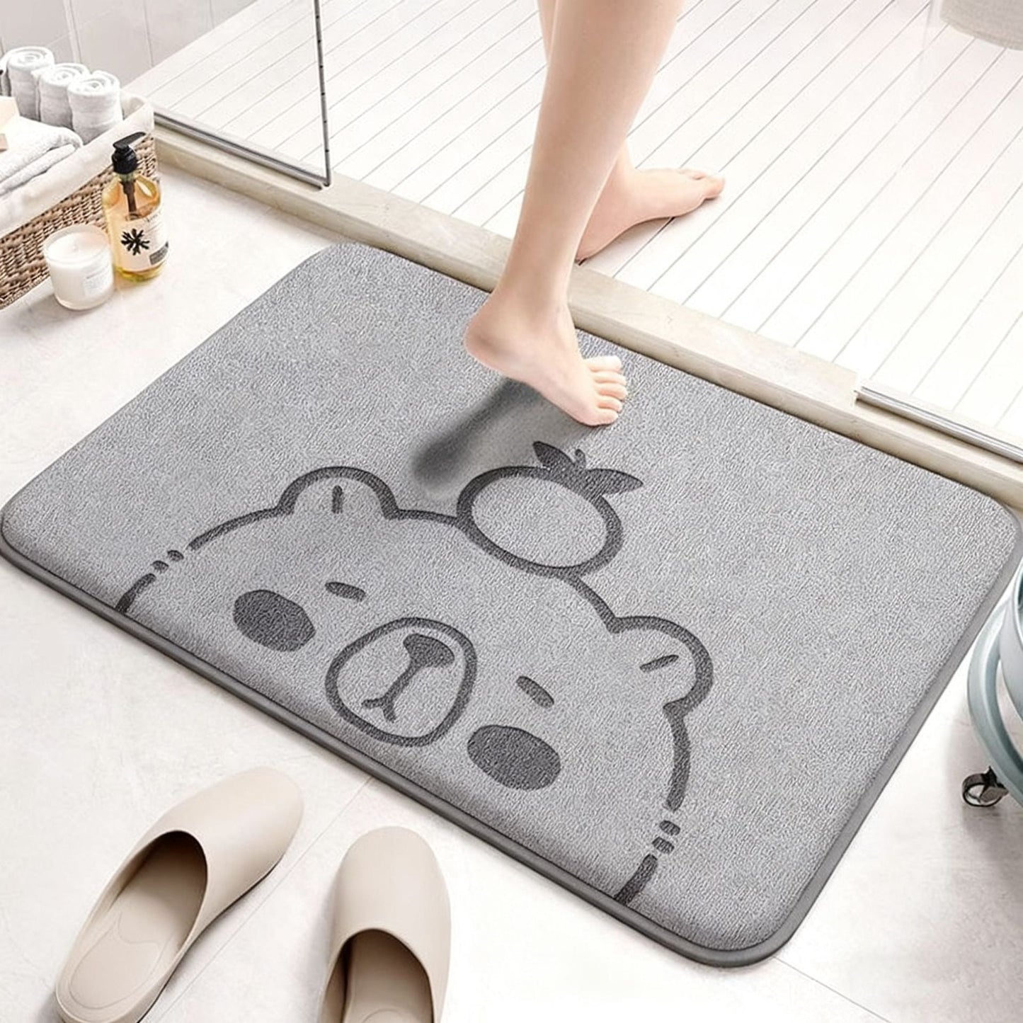 Absorbent Cartoon-Themed Bath Mat