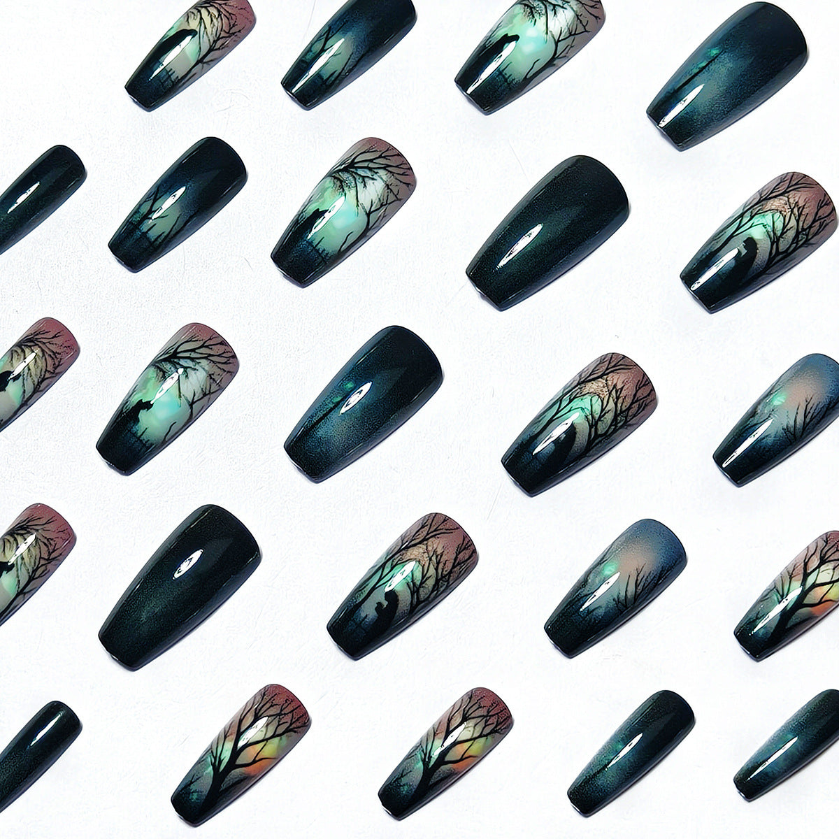 Artistic Night Scene Nail Art Acalora