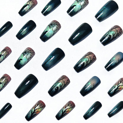 Artistic Night Scene Nail Art Acalora