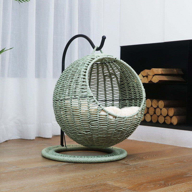 Hanging chair made of rattan with comfortable cushion Acalora