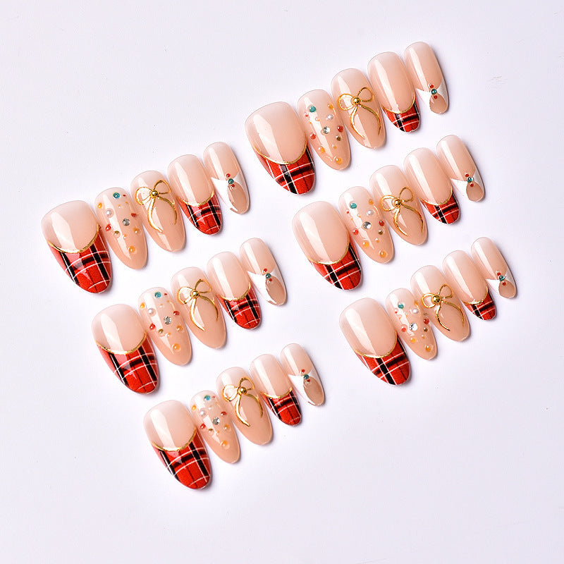 Artificial nail set with festive design and sparkling accents Acalora