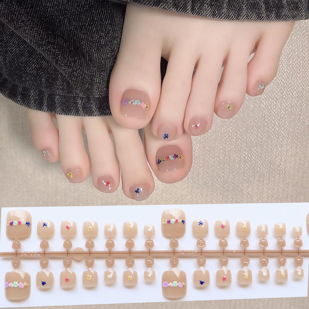 Floral Embellished Press-On Nail Art Set Acalora