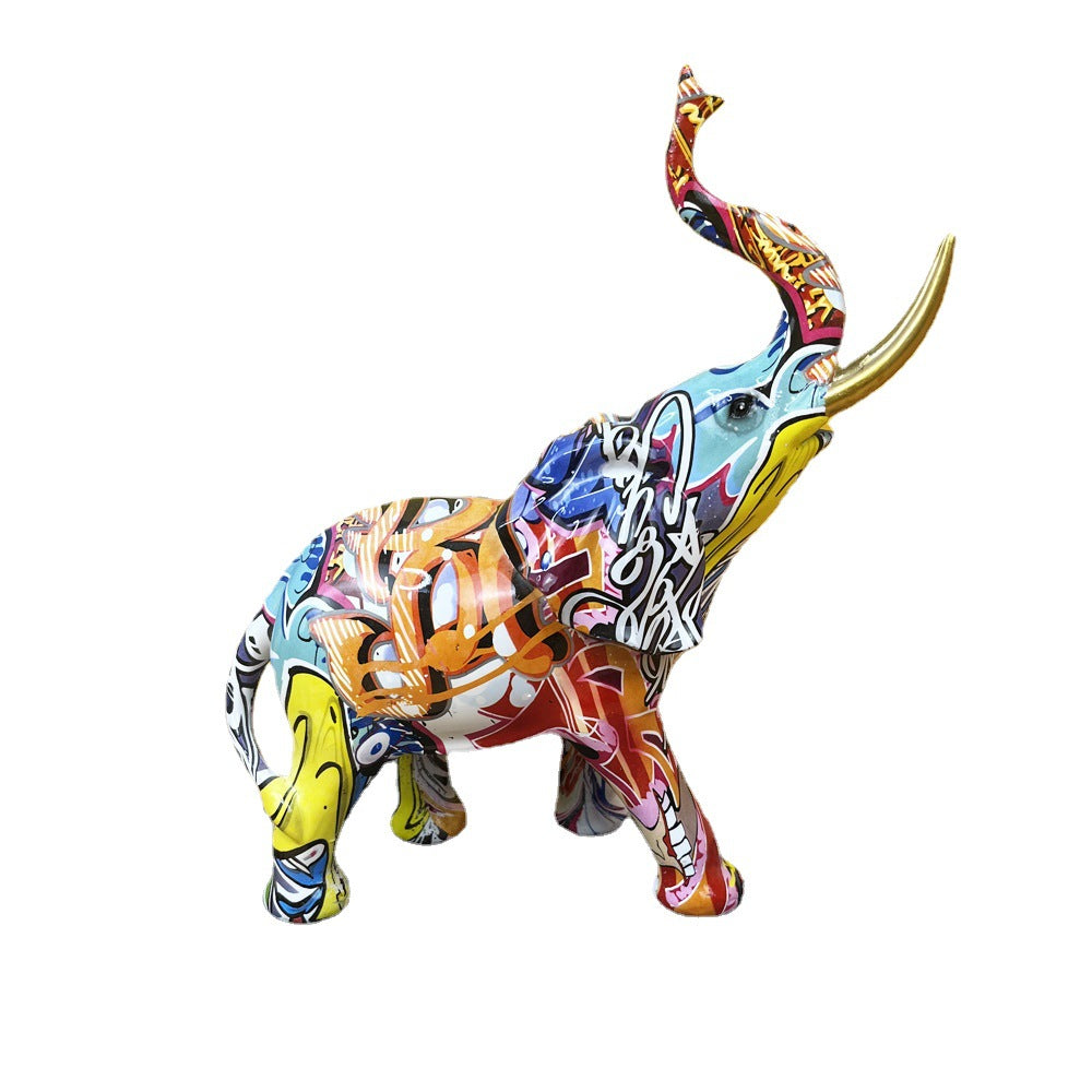 Artistic elephant figure with colorful design Acalora