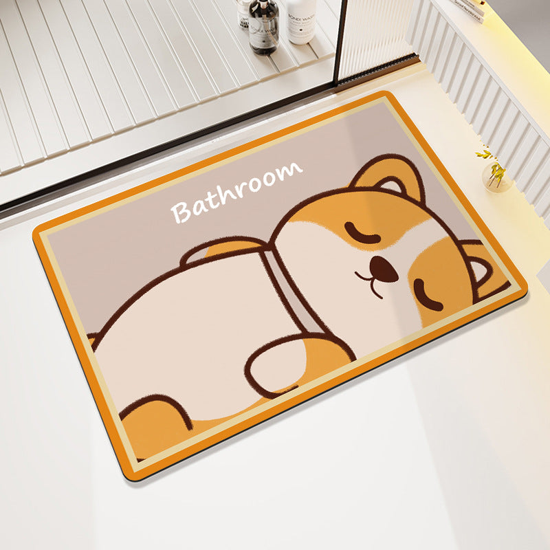 Cute Cartoon Bear-Themed Bath Mat Acalora
