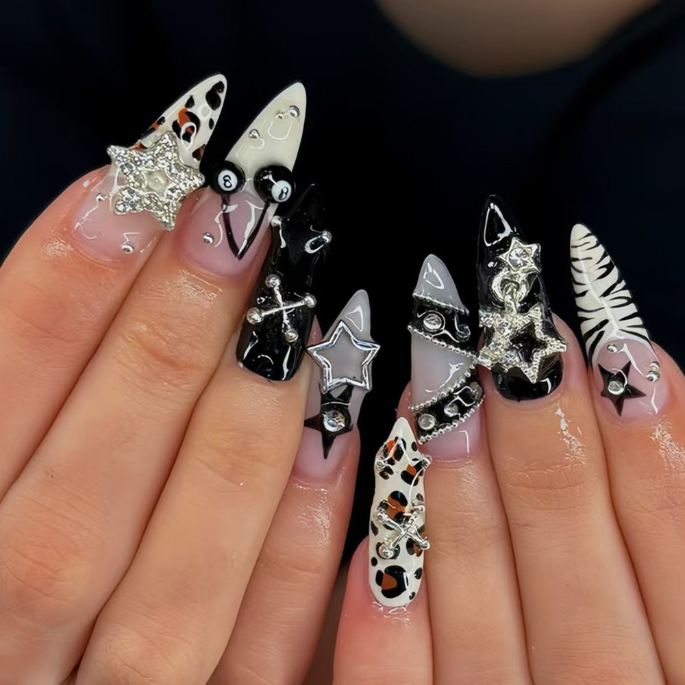 Decorative Press-On Nail Art Tips with Unique Accents Acalora